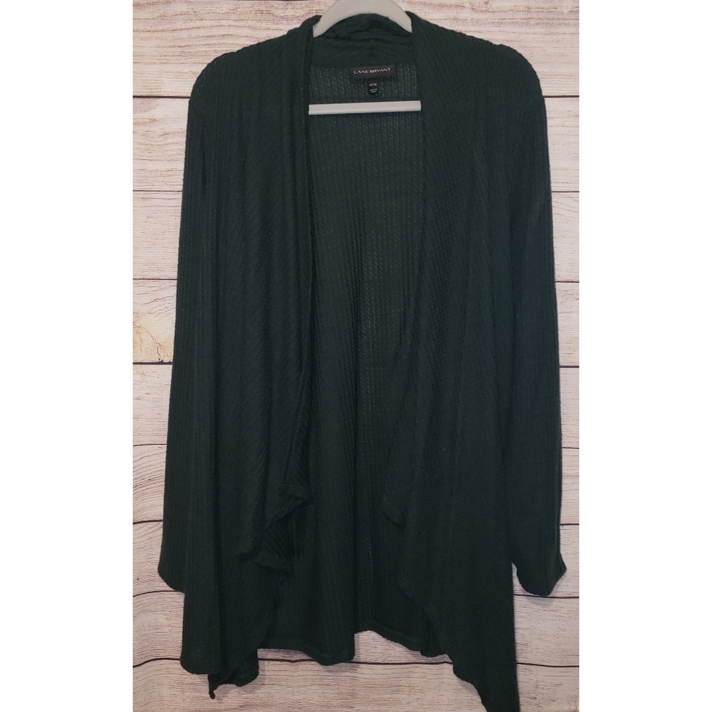 Lane Bryant Dark Emerald Waffle Knit Cardigan Size 22/24